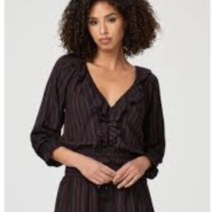 NWT $179 PAIGE Hally Crop Top in Black Multi Sherbert Stripe - size XXS!